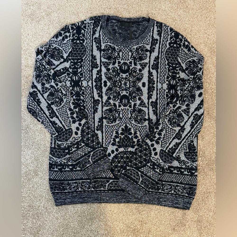 ASOS Men's Size 2XL Dark Blue and Gray Sweater